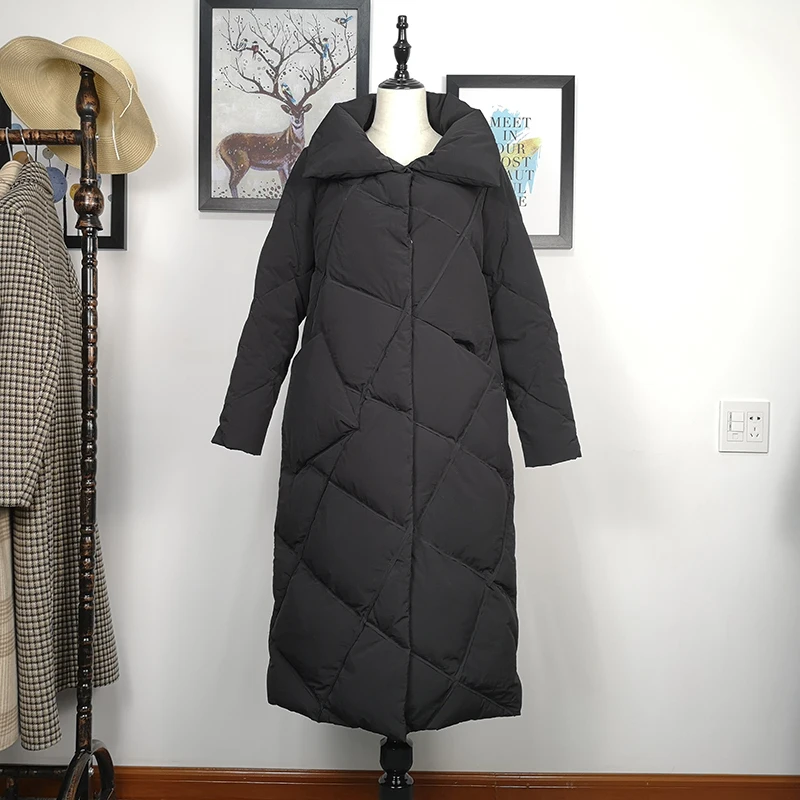 

Women Winter Down Jacket Ultra Light 90% White Duck Down Stand Collar Snow Wear Ladies Long Parkas Down Overcoat