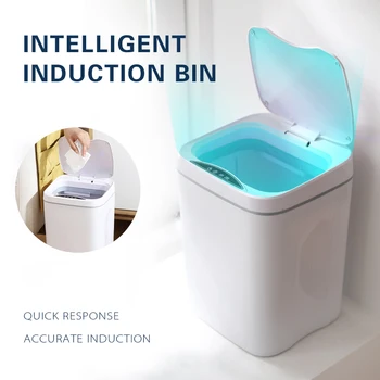

16L Smart Trash Can Automatic Induction Dustbin Infrared Sensor Waste Bin For Kitchen Bath Home Intelligent Electric Garbage Bin