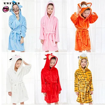 

Winter New Children's Robe Flannel Baby Child Boy Girls 6 Style Options Long Sleeve Hooded Bathrobe Lovely Cartoon Animal Robes