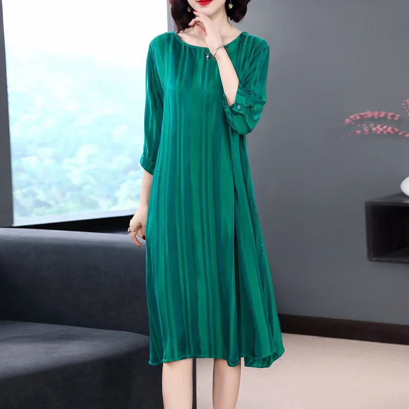 

3XL boutique dress spring summer new high-end big yards dress cuprammonium rayon silk dress M to 3XL