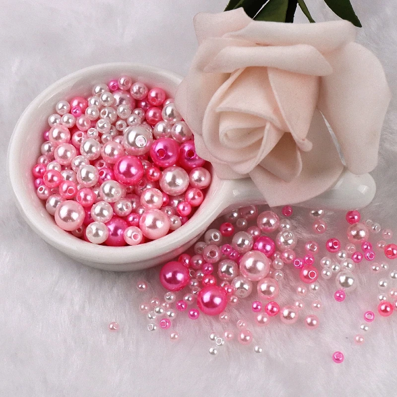 150-200Pcs Colorful ABS Imitation Pearls Mix 3-8mm Round Beads With Holes DIY Bracelet Charms Necklace Beads For Jewelry Making