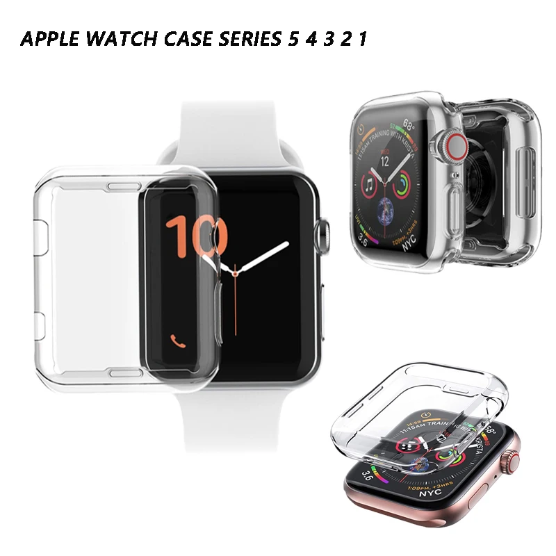 Прозрачный чехол из ТПУ для apple Watch series 5 4 3 2 1 38 мм 40 42 44 полноразмерный защитные