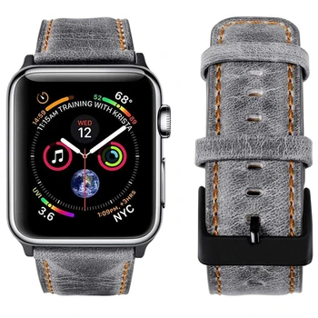 

leather watchstrap for apple watch band 44mm 42mm cinturino for applewatch iwatch strap Series 5 4 3 2 pulseira 40mm 38mm correa