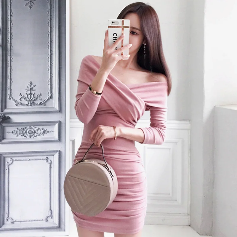 

2019 Autumn Women sexy backless Mini dresses party night club bandage dress