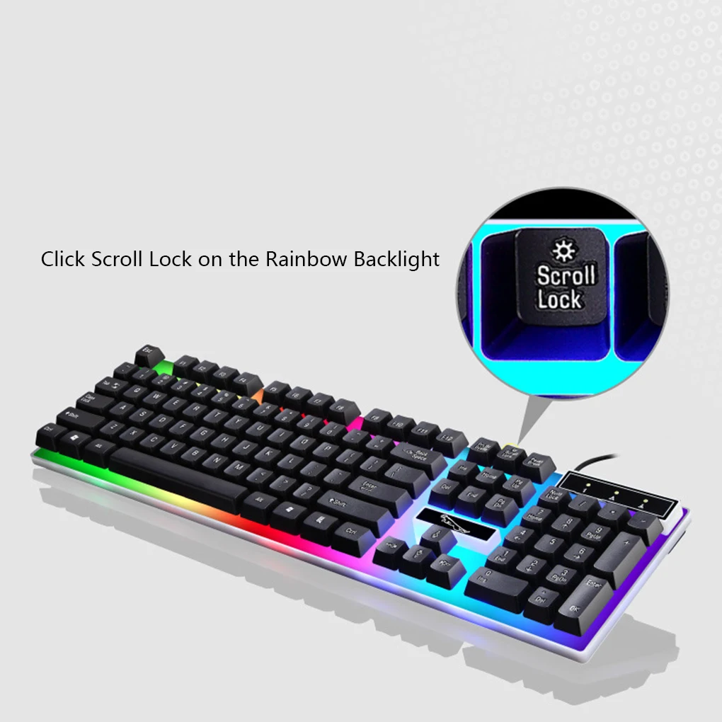 cheap G21 USB Wired Keyboard Mouse Kit Mechanical Suspended Backlight Gaming PC Computer Keypad Mice Set
