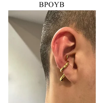 

BPOYB Punk Curve Ear Cuff Clip On Earrings For Women Men Gold Color Line Earings Without Piercing Jewelry Hip Hop Cool Earrings