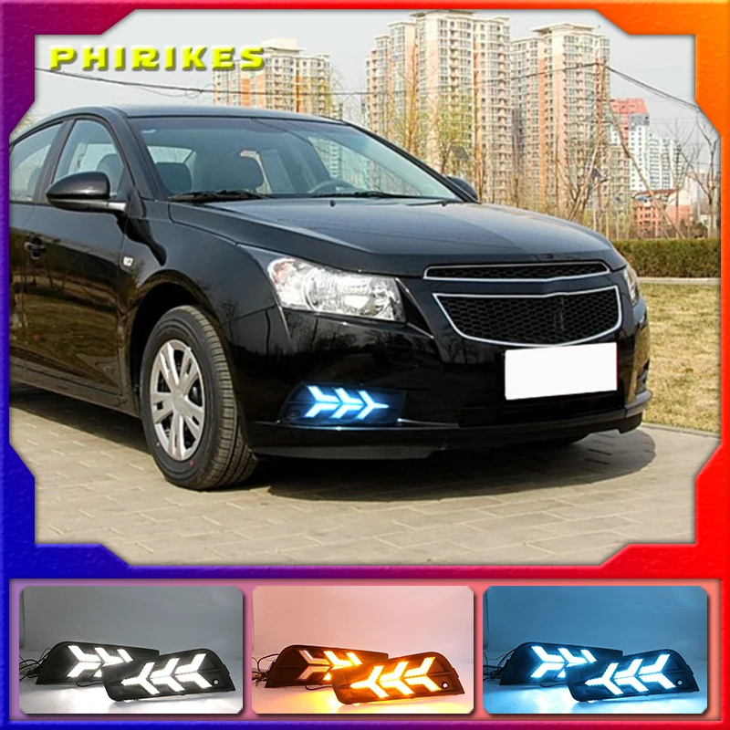 2 шт. светодиодный для chevrolet cruze 2009 2010 2011 2012 2013 2014 DRL Дневной светильник с сигнал