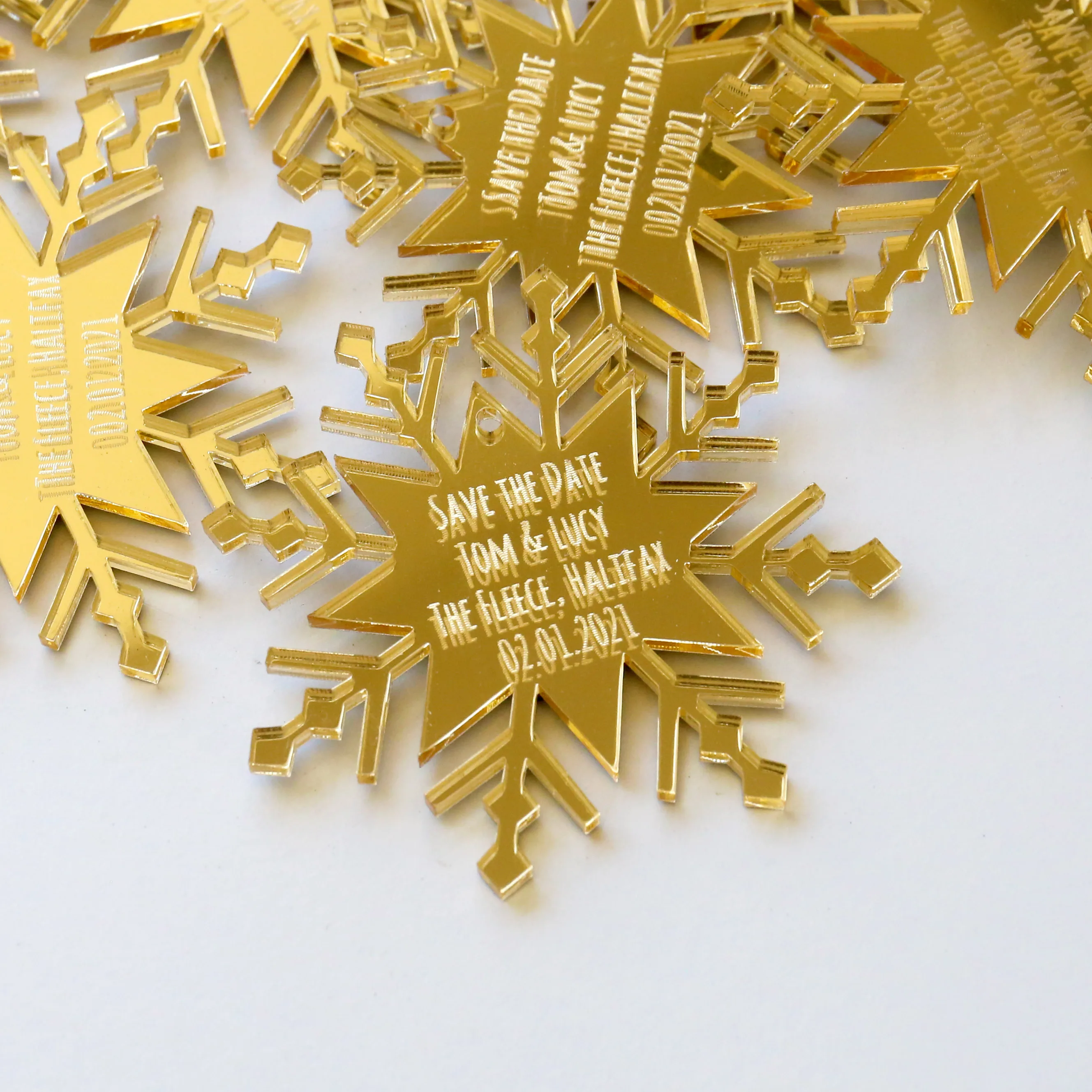  Custom Mirror Save the Date magnet set Acrylic Snowflake Save The Date Wedding Invitations Wedding  - 32956586233