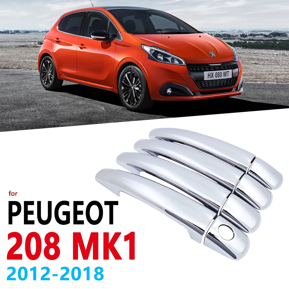 ABS Silver 2pcs Chrome Plated Side Rearview Mirror Cover Trim ,for Peugeot 2008 208 2013 2014 2015 2016 2017 2017