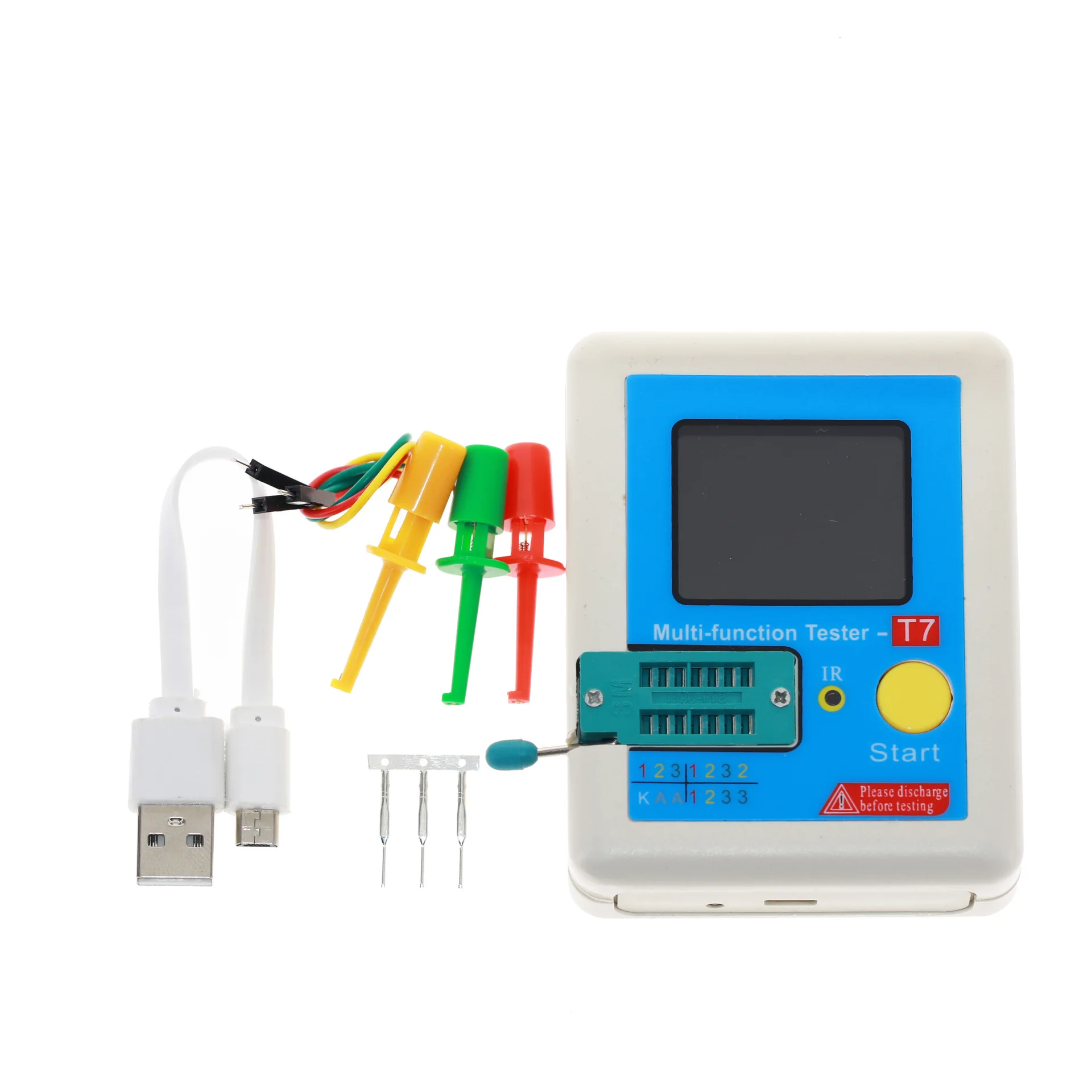 

High-Speed Transistor Tester LCR-T7 Full-Color Screen Graphic Display Finished ESR Meter Multifunctional Test