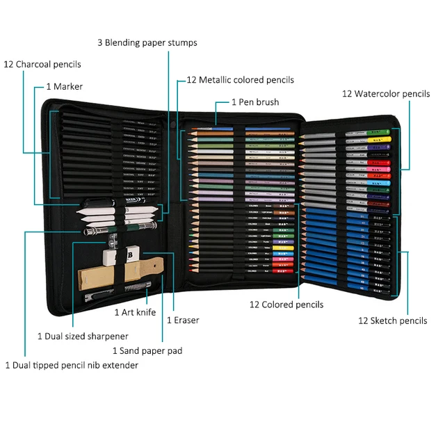 40pcs Professional Art Pencil Set Graphite Sketch Pencils Set
