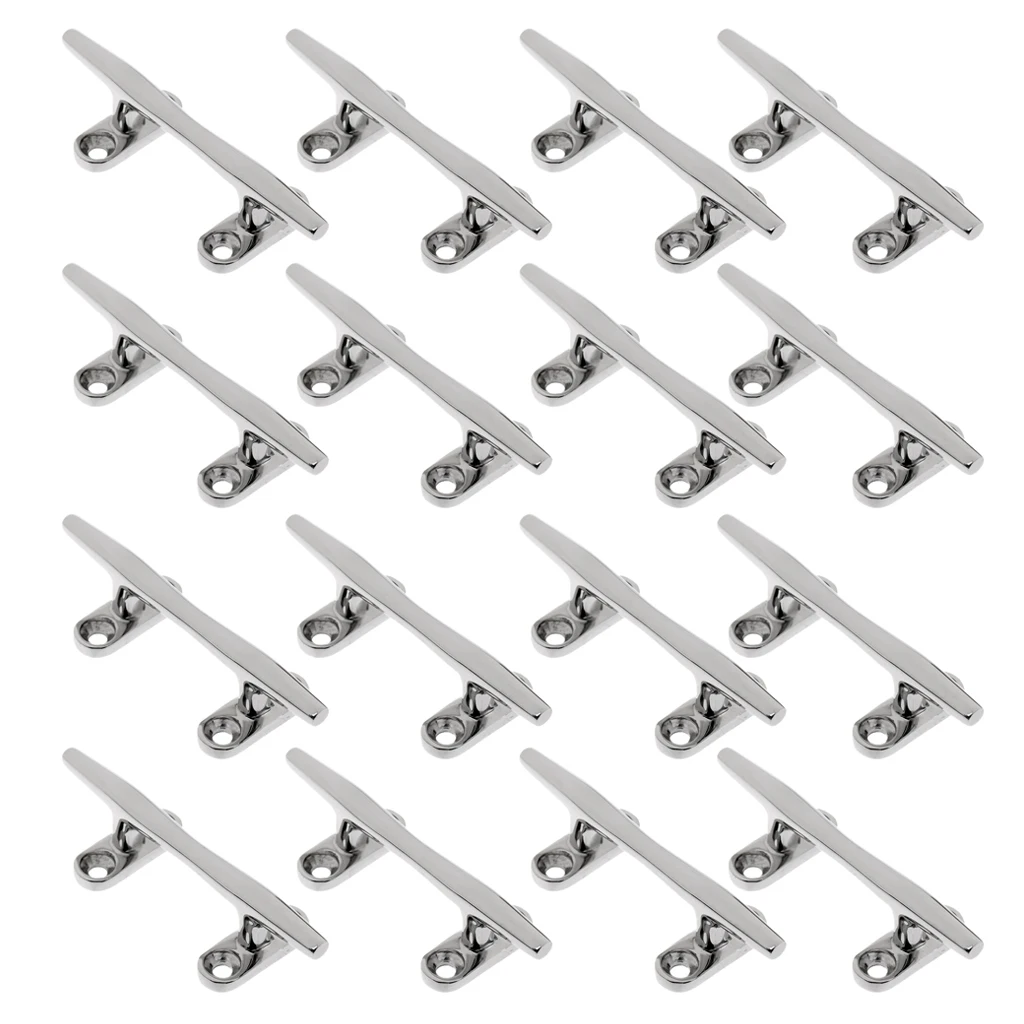 MagiDeal 32x Stainless Steel Heavy Duty 4inch Boat Dock Deck Line Rope Cleat