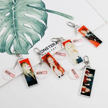 

Kpop BLACKPINK keychain Acrylic PVC Rectangular Key Ring chain Pendant kpop blackpink new arrivals high quality