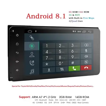 

2 Din Car Radio Player Android8.1 Universal Radio Car Multimedia Player GPS Navigation For Universal Toyota Hilux VIOS Prado RDS