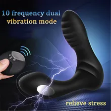 10 frequency dual vibration mode Wireless Remote Control Male Prostate Massager Big Butt Plug Vibrator Anal Sex Toys For Men