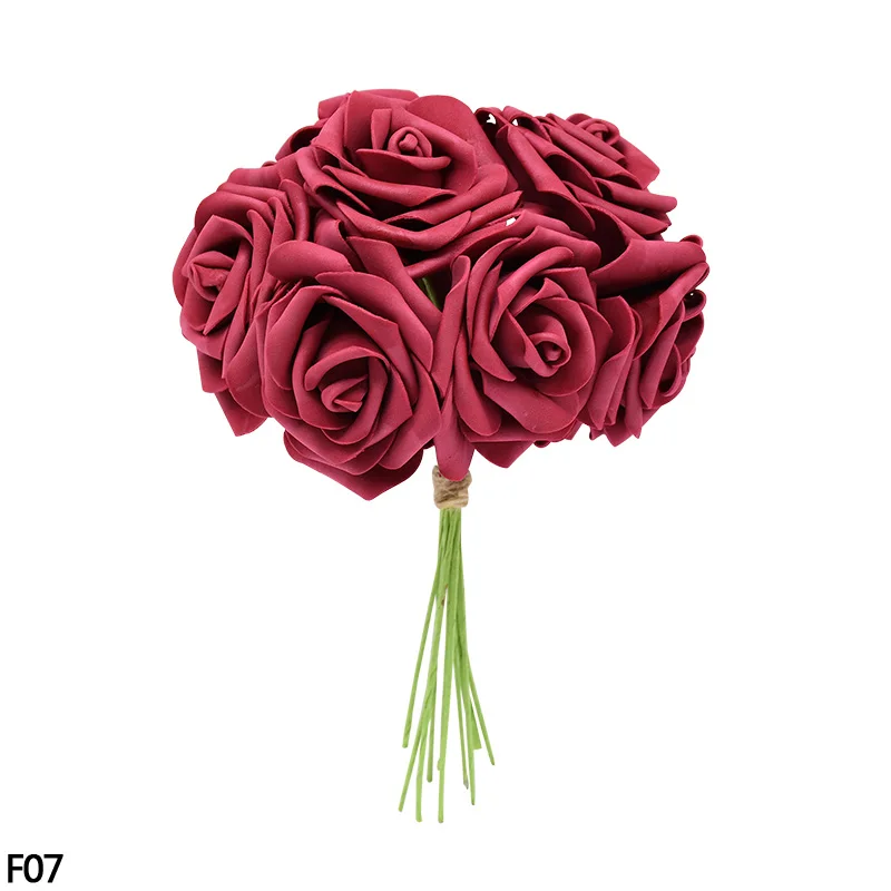24 шт 7 см Искусственный цветок розы Букет полиэтиленовый пены розы искусственные цветы для свадьбы свадебный букет День рождения деко DIY ВЕНОК расходные материалы - Цвет: F07