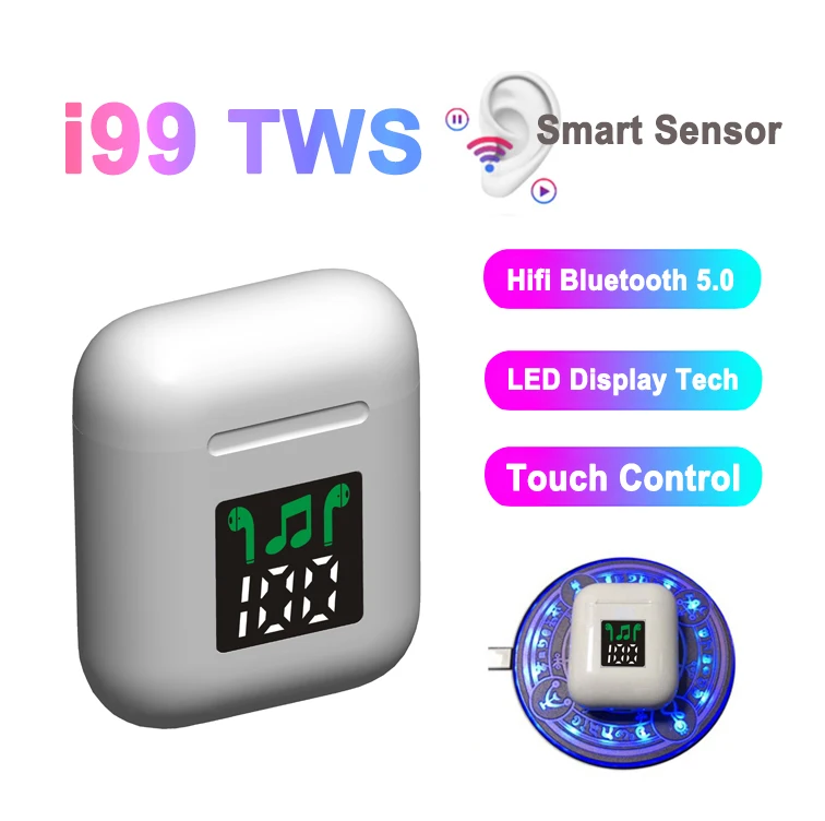 i99 Music White I99 Tws рождественские подарки, беспроводные наушники Bluetooth 5,0, умные сенсорные наушники, супер бас наушники PK i10 i80 i100 i30000 i9000 - Цвет: i99 Music White