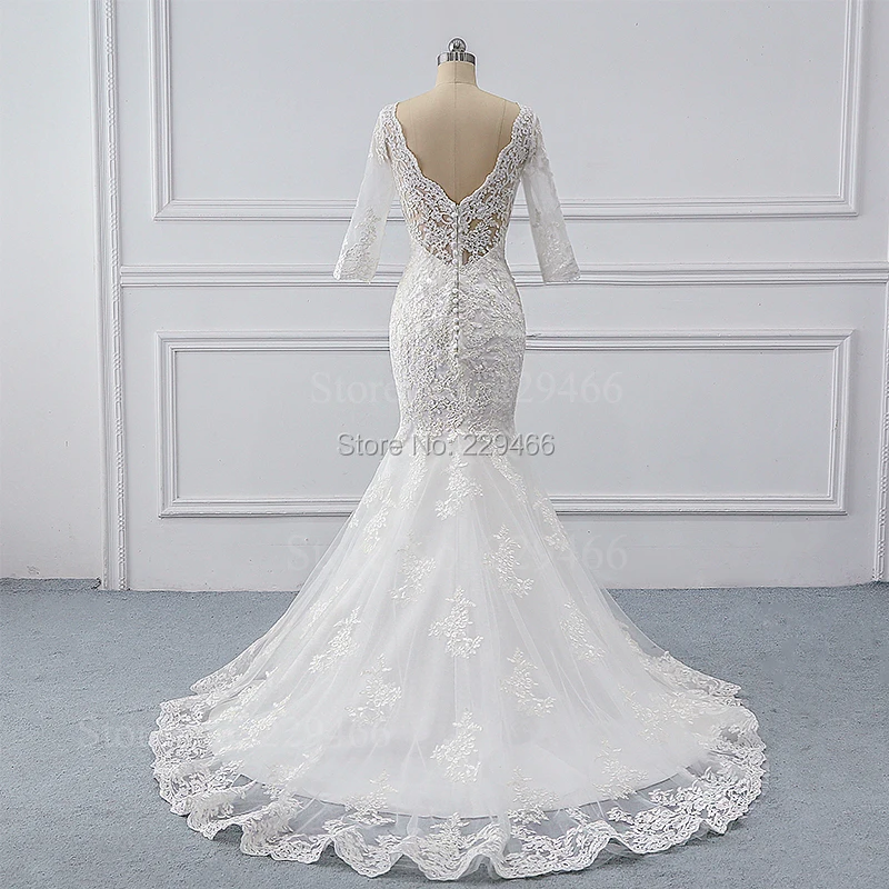 Платье-Русалка vestido de noiva, Элегантное свадебное платье с v-образным вырезом, винтажное платье с короткими рукавами на заказ, свадебное платье на молнии
