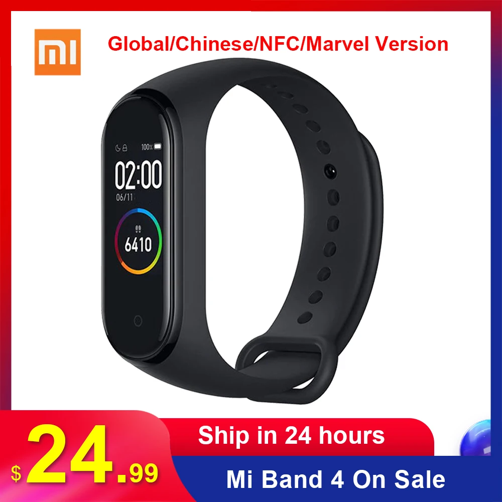 

2019 Original Xiaomi Mi Band 4 Music Heart Rate Fitness Bracelet Tracker Smart Watch 0.95" AMOLED Screen Bluetooth 5.0 Mi Band 4