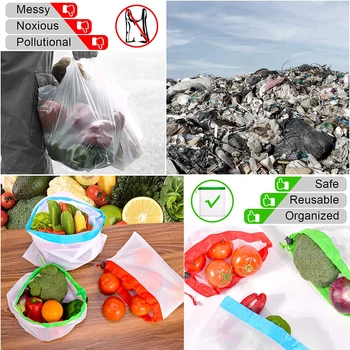 

15/12/3/9pcs Reusable Produce Bags Washable Bags Shopping Vegetable Fruit Toys Storage Crossbody Bag Drawstring Bag 2020