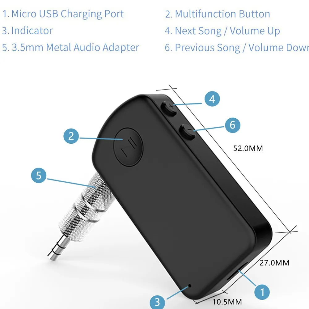 Bluetooth Receiver 4.1 Беспроводной Bluetooth Аудио Приемник 3.5 мм Автомобильный Aux Bluetooth Стерео Адаптер для Динамиков Наушников Громкой связи