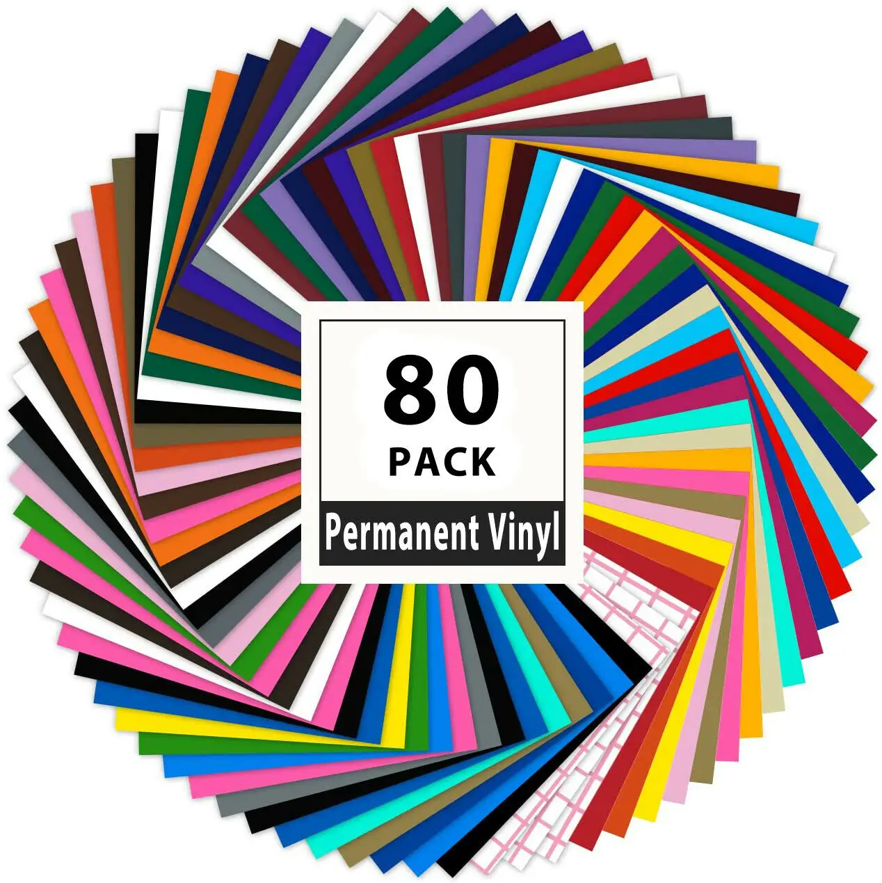 

HTVRONT 80pcs 12X12 Inch Multi Color Self Adhesive Vinyl Sheets Permanent Sticker+Transfer Tape for Cricut DIY Glass Wall Decor