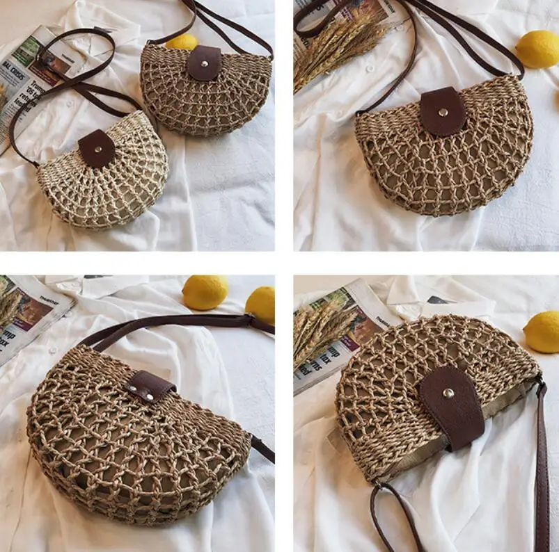 Соломенная Сумка, женская летняя сумка из ротанга, сумка-мессенджер с пряжкой, модная сумка на плечо, ручная работа, тканая пляжная сумка, Новинка