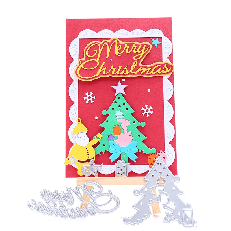 

Naifumodo Merry Christmas Tree Metal Cutting Die New 2019 for Scrapbooking Album Die Cut Embossing Stencil Decor Letter Dies
