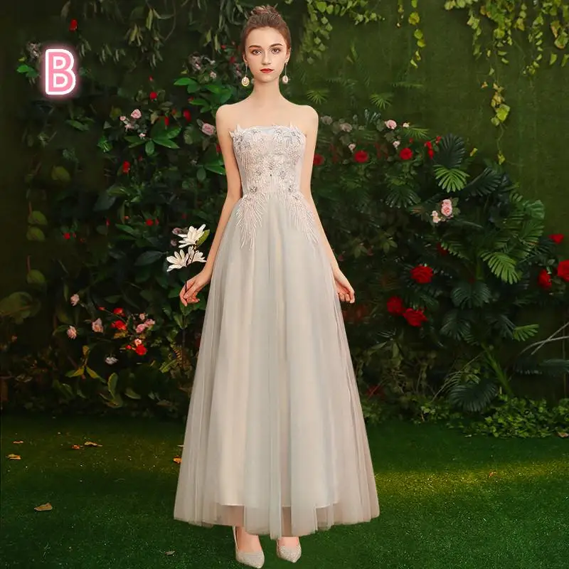SSYfashion элегантное платье подружки невесты серое платье сестер вечерние платья для торжеств Формальное свадебное длинное платье Формальные платья на заказ - Цвет: B1