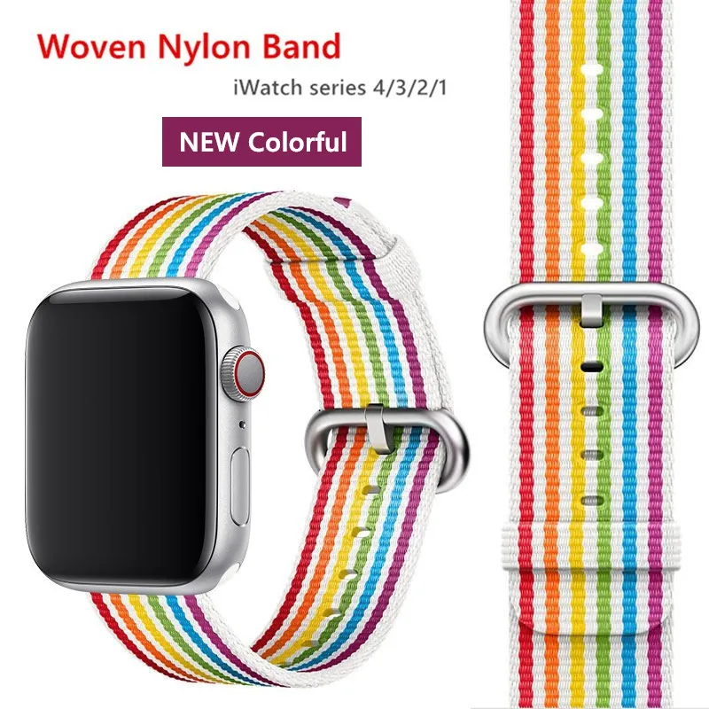 Нейлоновый ремешок для Apple Watch 38 мм 42 мм iWatch 5 44 мм 40 мм спортивный тканевый браслет с пряжкой ремешок для Apple watch 5 4 32 - Цвет ремешка: colorful