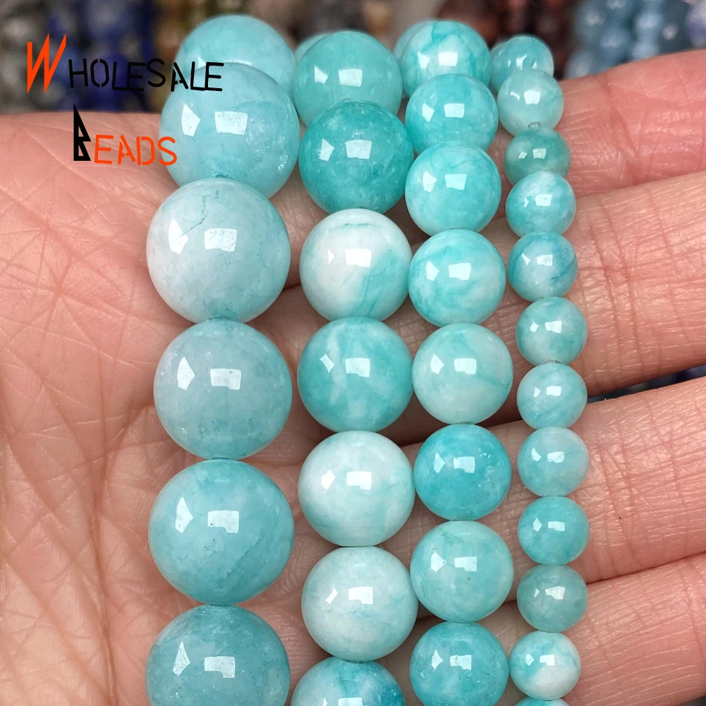 NaturalStoneFactoryPriceAmazoniteBlueJadesRound612MMBeads
