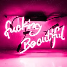 Fvck красивый розовый подарок неоновые вывески Настоящая стеклянная трубка Пивной бар паб ручной работы Homeroom Girlsroom вечерние Декор Светильник знак 14 дюймов