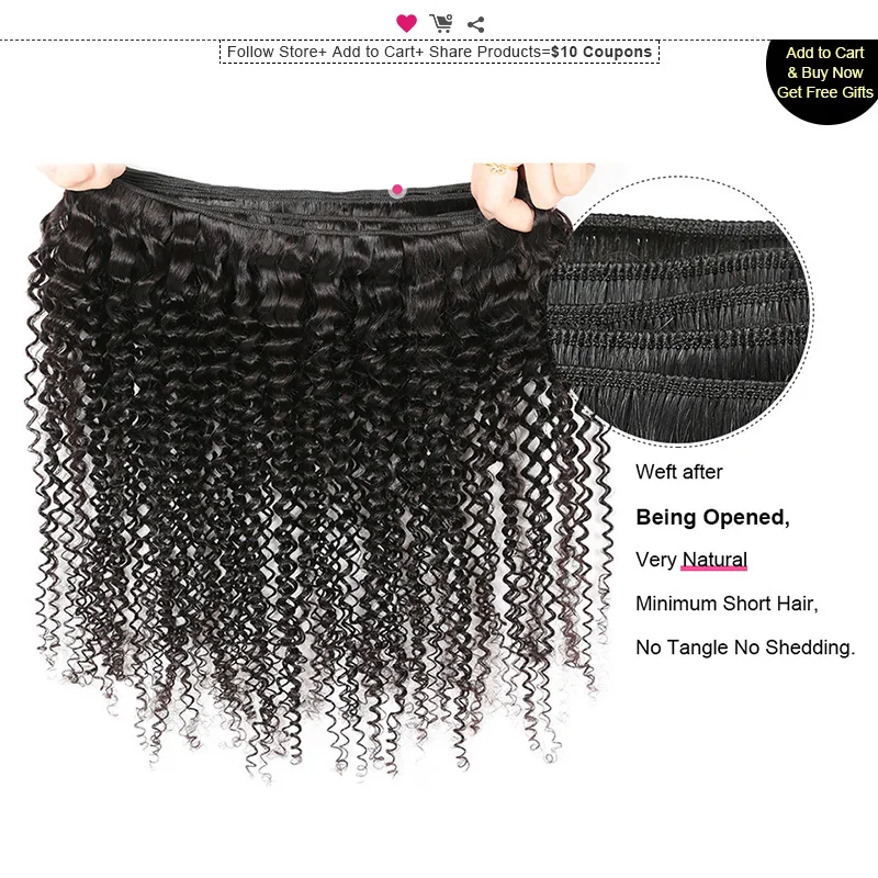  Ishow Kinky Curly Hair Bundles with Free Closure Curly Human Hair Bundles Brazilian Hair Weave Bund