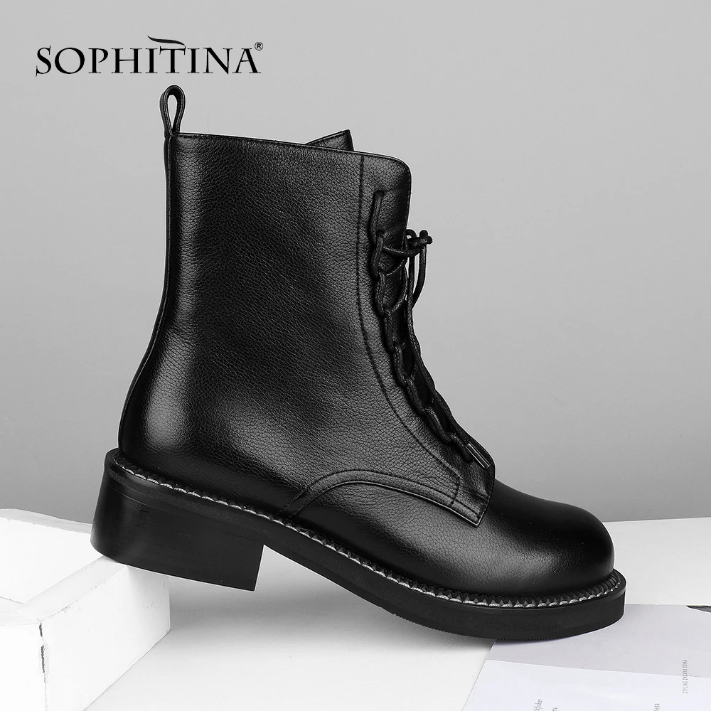 SOPHITINA/ботильоны на шнуровке Высококачественная женская обувь из натуральной