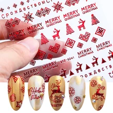 1 шт Рождественские 3D наклейки для ногтей красное золото обертывания наклейки s полные прелести Снежинка Лось художественные украшения для маникюра LYSTZG041-049