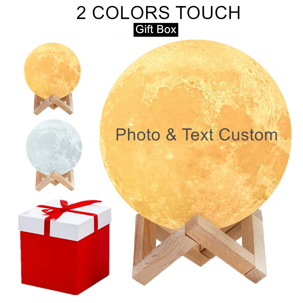 star night light Dropship Photo/Text Custom Moon Lamp Night Light 3D Print Rechargeable Personalized Timing Moon Light Gift for Kids,Girlfriend childrens night lights Night Lights