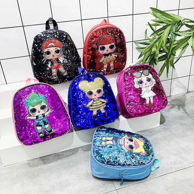 

Original Lol Surprise Dolls New Fashion Trendy Joker Shoulder Kindergarten Sequins Children's Backpack for Girls Travel Bags