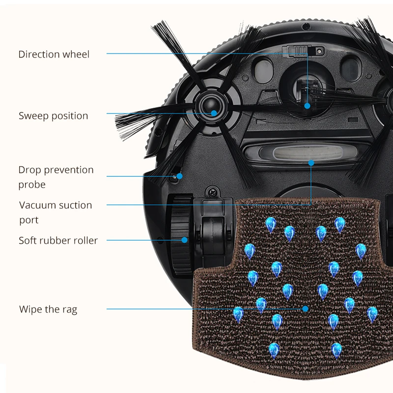 Робот-пылесос развертка и влажная Швабра одновременно для твердых полов и ковров, Пылезащитная стерилизация смарт-планировка
