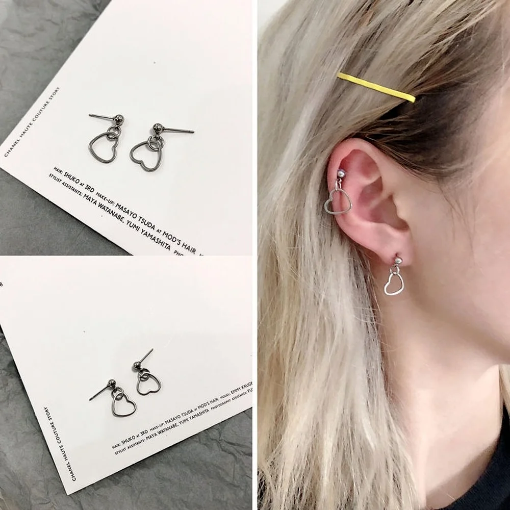 

Simple Heart Earrings For Women Earring 2021 Trendy Personality Ear Stud Bear Cute Earring Korean Fashion Jewelry Wholesale