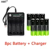 3.7V 18650 9900mAh Rechargeable Battery 2/4/8pcs Battery + 4 Slots 3.7V 18650 USB Charger HMT