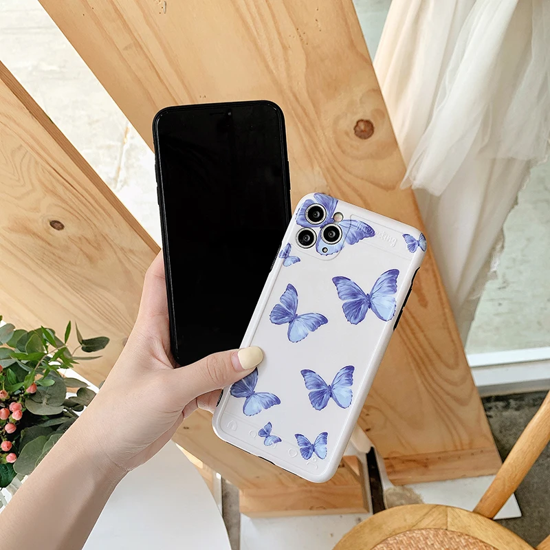 Красивый чехол INS с фиолетовыми бабочками для телефона iPhone 11 pro max SE 7 8 plus X XS XR XM