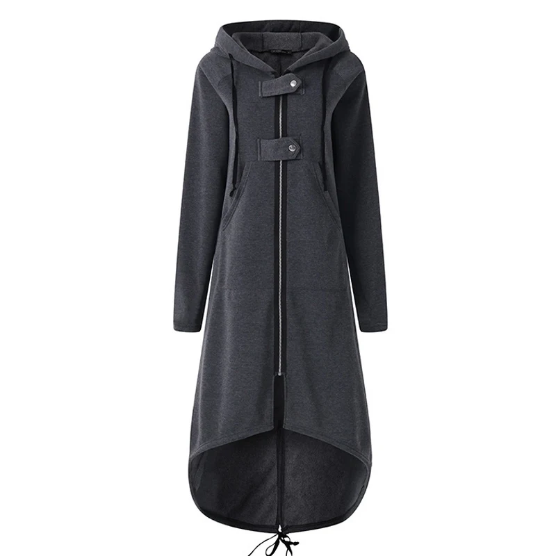 Women Autumn Overcoat Zipper Cotton Hooded Long Sleeves Female Windbreaker Plus Size HSJ88