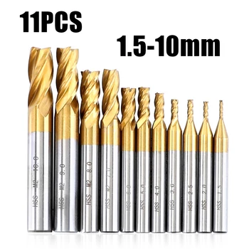 

Cutters Router Bits 4 Flutes High speed steel Drill Titanium Coated CNC