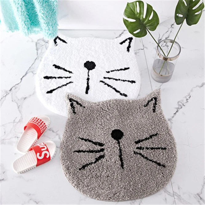 

Cartoon Cat Non-slip Waterproof Bath Mat Bathroom Carpet Home decoration Rug Shaggy living room Mat kitchen Floor Flocking Mat