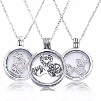 

Floating Locket Medium Necklace With Petites 925 Sterling Silver Jewelry Elegant Necklace For Woman Fashion Jewelry
