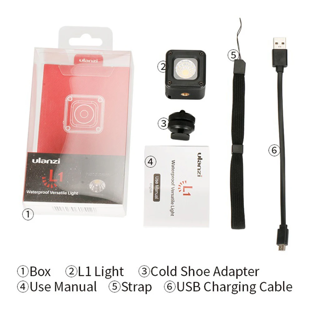 

L1 LED Video Light Waterproof Dimmable Versatile Portable Photographic Lighting Fit for DJI Osmo Action