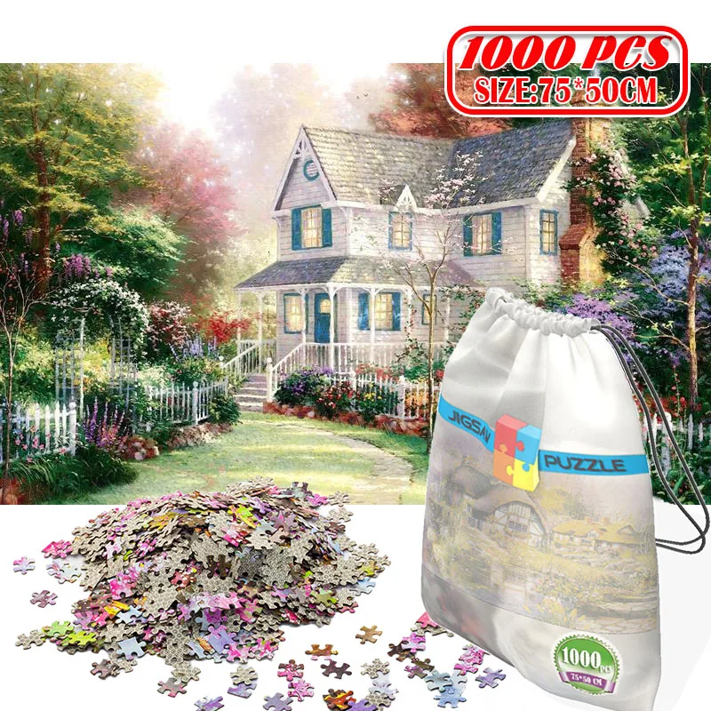 

1000Pcs 3D Paper Jigsaw Puzzle for adults kids toys puzzles wooden Educational Toys Decoration Stickers Villa Castle
