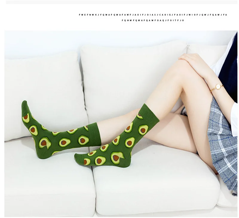 Модные высокие Чулочно-носочные изделия унисекс, женские носки с объемными фруктами, носки авокадо, яблоко, вишня, мужские забавные мягкие хлопковые носки в стиле Харадзюку