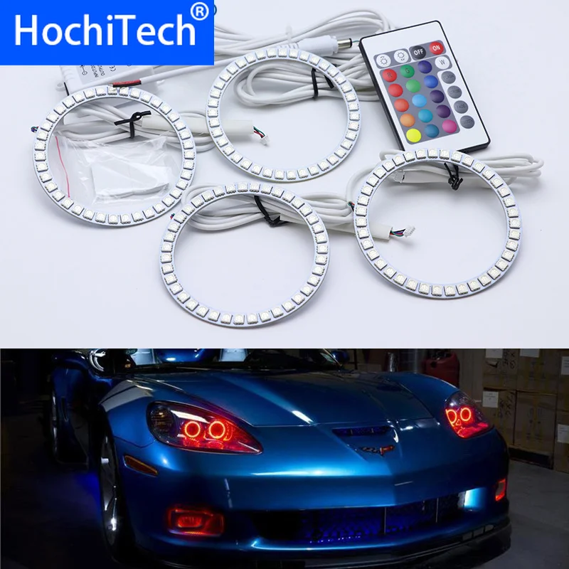 

For Chevrolet Corvette 6 generation C6 2005 2006-2013 Multi-color Led Angel Eyes Kit RGB Halo Rings Daytime Running Light DRL