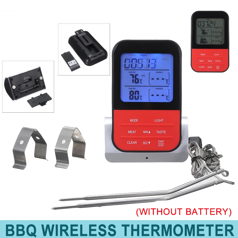 

Wireless LCD Digital Thermometer BBQ Grill Smoker Meat Temperature Meter For Beef Hamburger Kitchen Cooking Tool